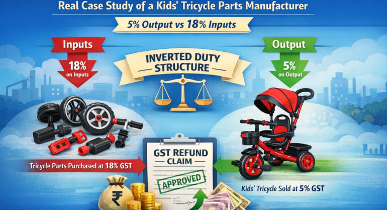 GST Refund on Inverted ITC: Real Case Study of a Kids’ Tricycle Parts Manufacturer (5% Output vs 18% Inputs)